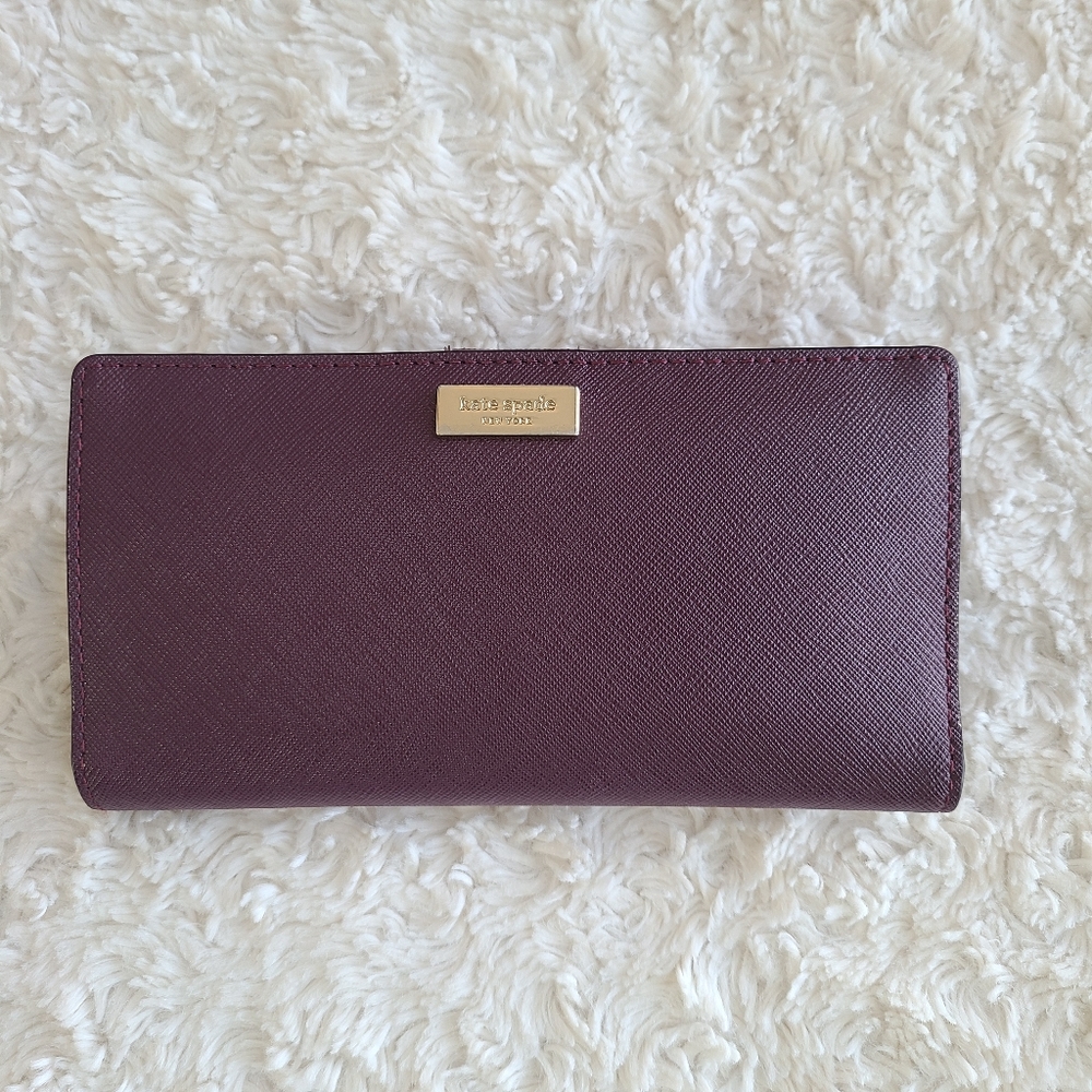 Kate Spade Deep Plum Saffiano Leather Bifold Wallet
